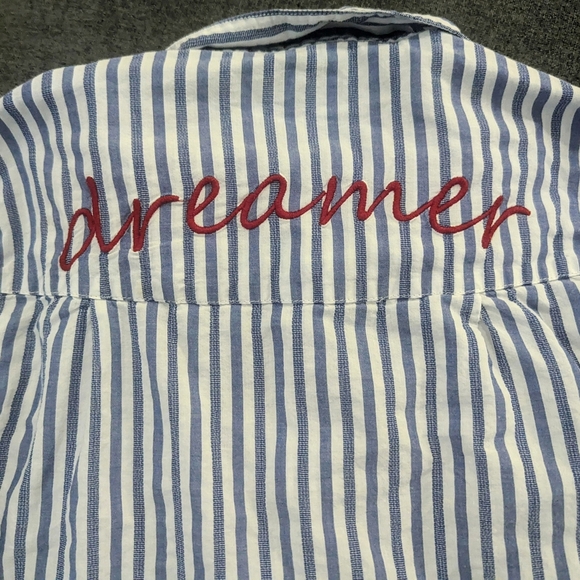 Zara Blue and White Striped Shirt with Embroidery - Picture 3 of 4